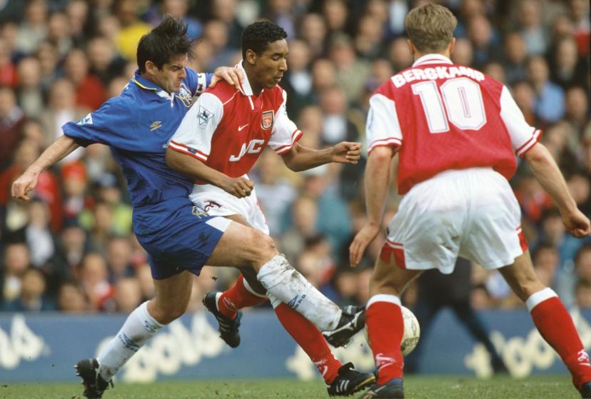 Nicolas Anelka (au centre) lors d'un match contre Chelsea (0-3), le 5 avril 1997. (A. De Martignac/L'Équipe)