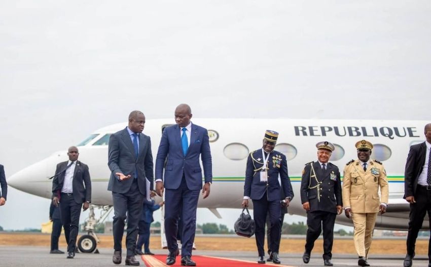 Le président gabonais Oligui Nguema lors de son retour à Libreville