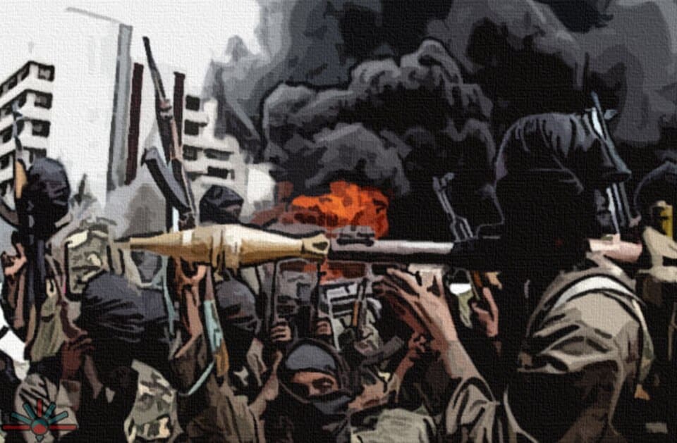 illustration d'un membre de Boko Haram utilisant un ordinateur portable