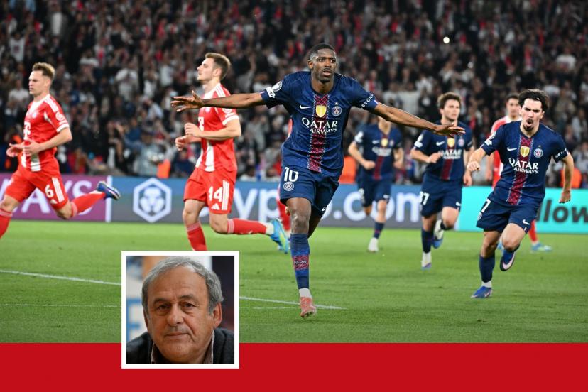 Portrait de Michel Platini avec un regard sceptique